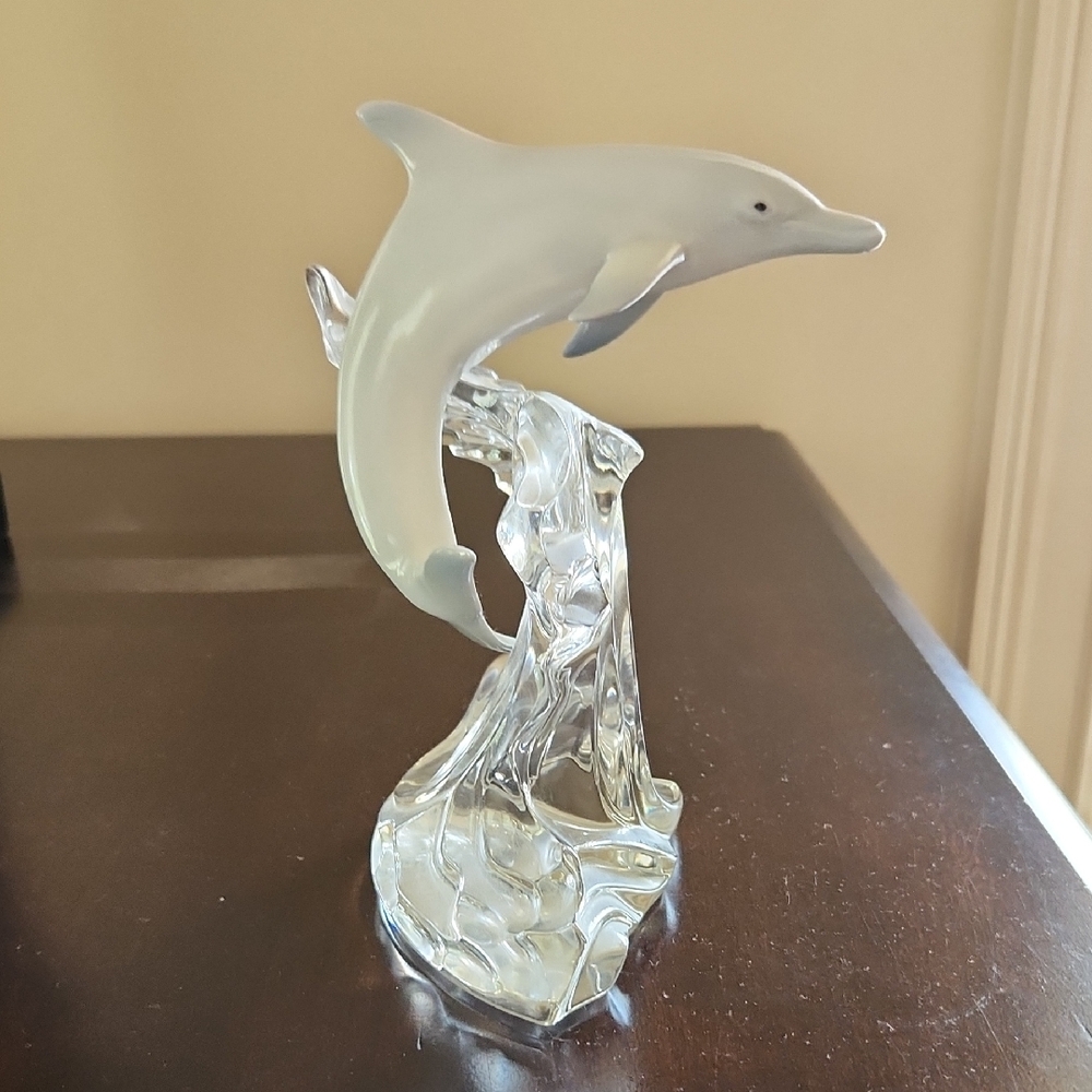 Lenox 1995 Elegant Glass Dolphin Sculpture